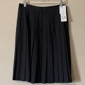NWT Josephine Chaus Charcoal Gray Wool Pleated Skirt, Size 12